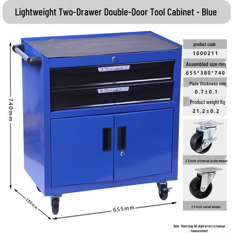 Mobile Locking Tool Trolley Cabinet with Pegboard and Drawers for Workshop Maintenance