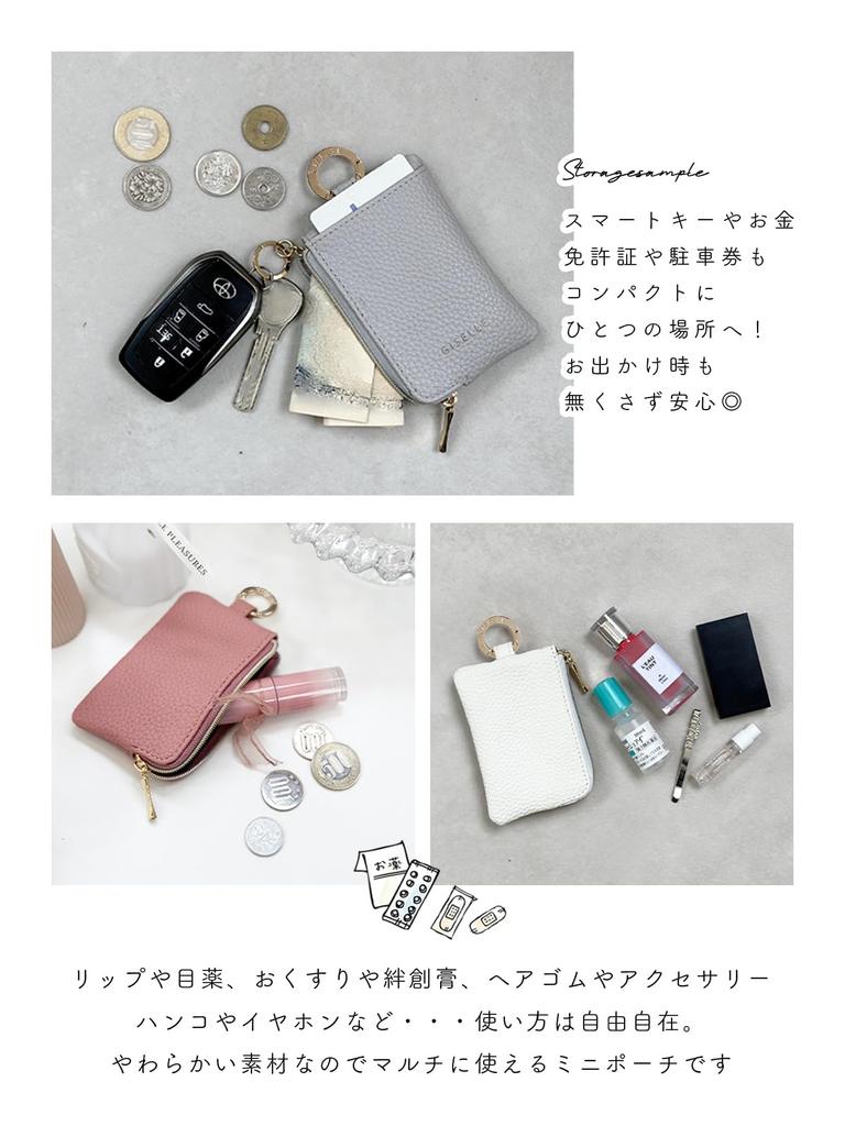 Discounted Key Smart Key Miracle Carabiner Small Item Compact Card [Giselle] Case, Compatible, Ring, Pouch, Case, Case, Women's & Men's (Silver)