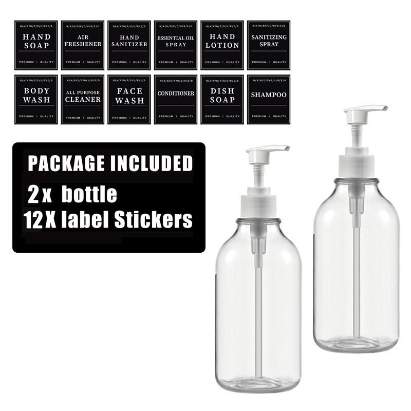 

500 мл прозрачный флакон для лосьона многоразовый флакон с этикетками с настенными кронштейнами для флакона лосьона шампунь кондиционер Type 1