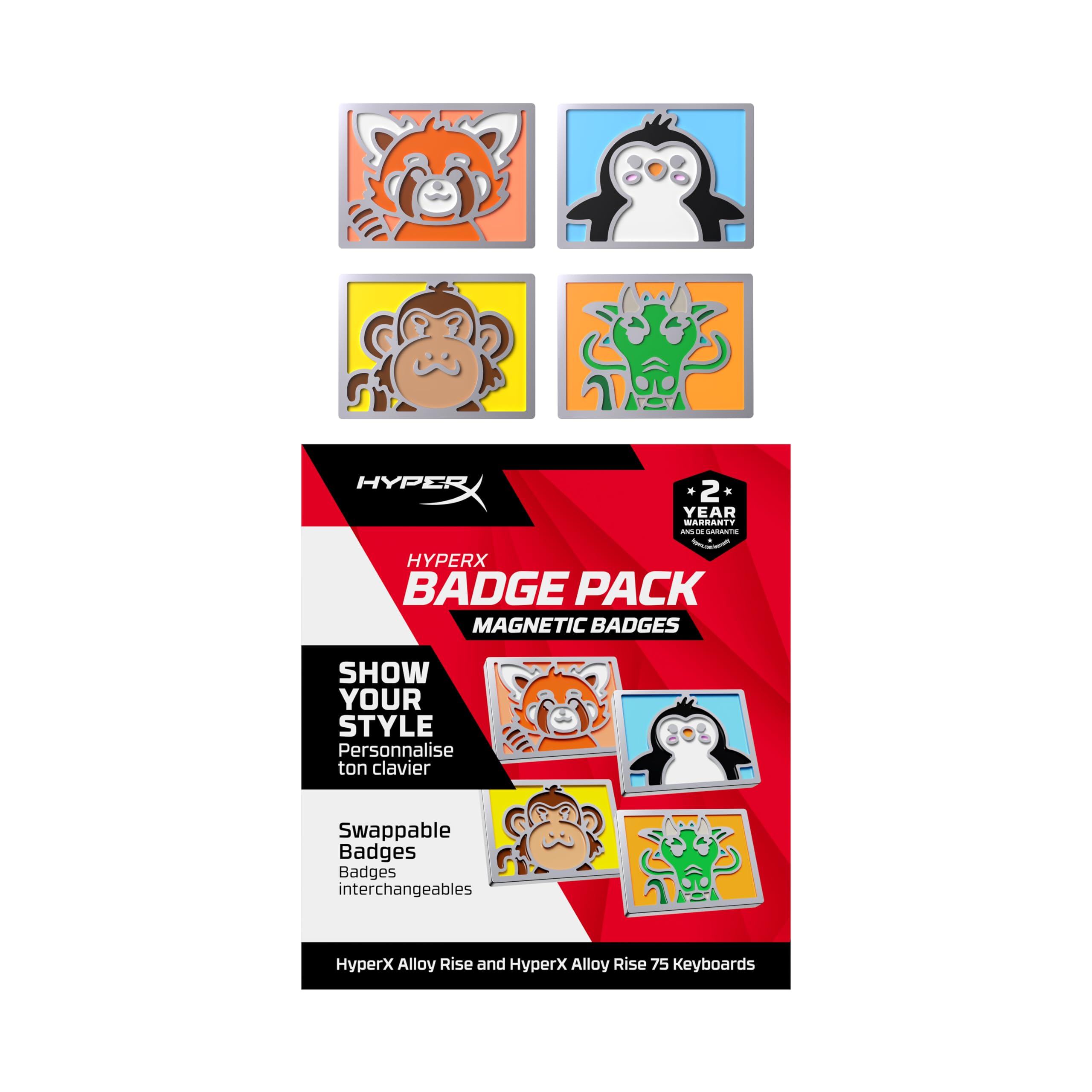 

Set of 4 Cute Replacement Magnetic Badges for HyperX Alloy 75 Rise/Rise