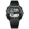 Sports Square Men Watch Waterproof LED Luminous Week Date  Wristwatch Silicone Strap Electronic Quartz Watches