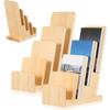 2 Pezzi Espositore da Banco per Brochure in Legno a 4 Piani Porta Materiale Informativo Espositore Pieghevole a 3 Ante per Volantini Porta Libretti Opuscoli Menù Cartoline Biglietti di Auguri