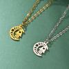 LIKGREAT Arabic Hamsa Hands Necklace Women Men Amulet Crescent Moon Hand of Fatima Evil Eye Stainless Steel Islamic Jewelry