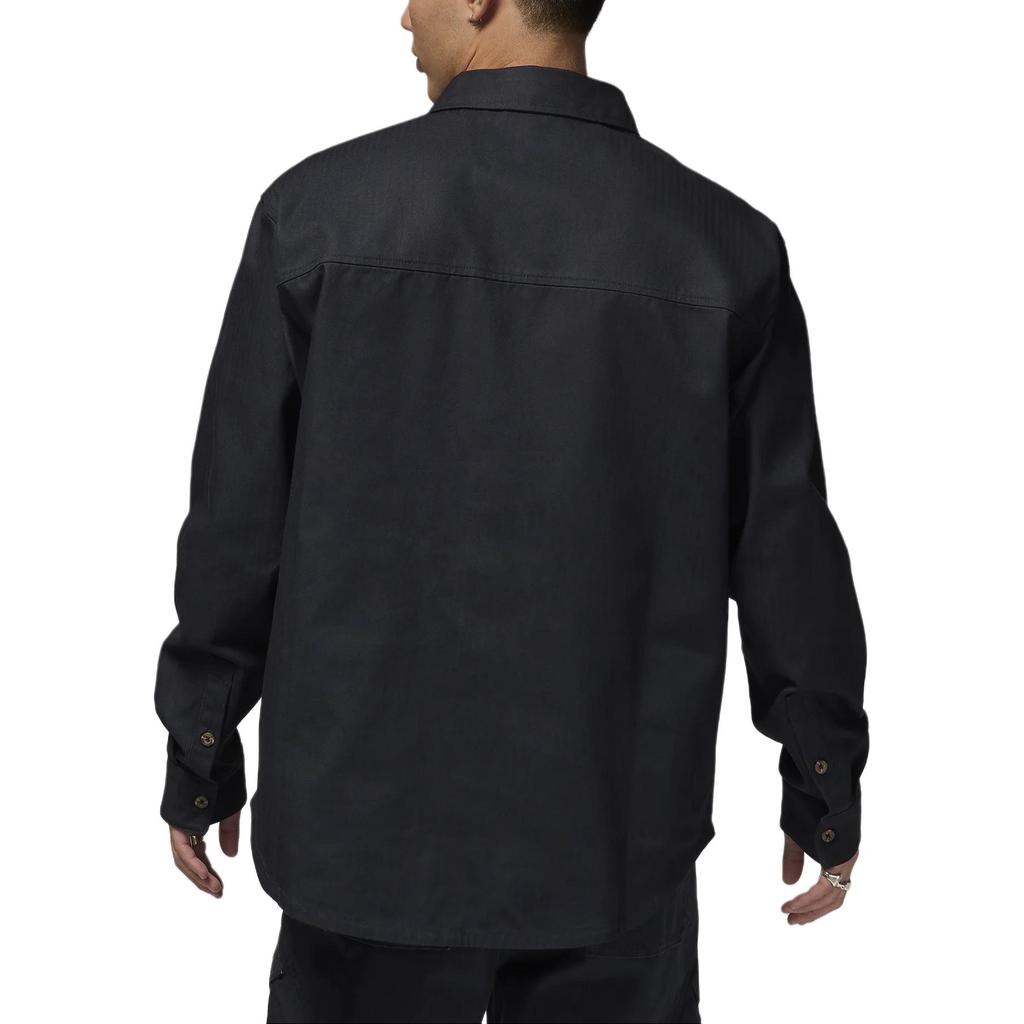 Jordan Essentials FW24 Button-Down Logo Comfortable Solid Fashionable Versatile Long Sleeve Shirt Men shirts Black FV7446-010