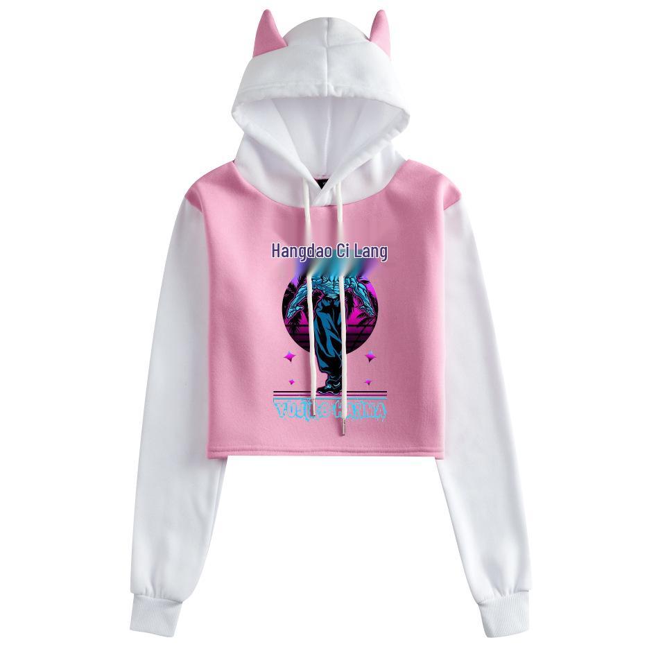 Cross Fanma Baki the Grappler Cat Ear Color Block Hoodie with Velvet Lining.