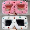 2 Pairs Square Furry Sunglasses with Rhinestones Women Fashion Oversized Winter Shades Trendy Chic Original Handmade Sun Glasses