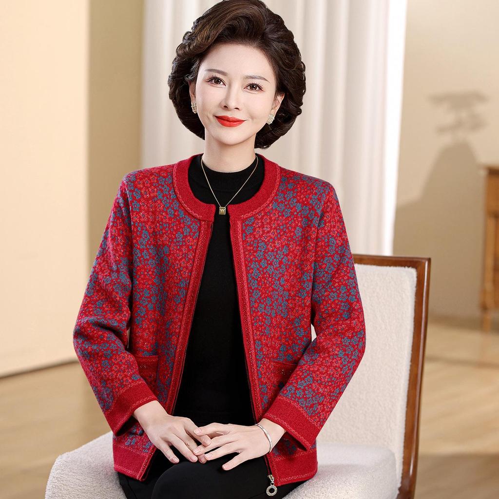 Women's Autumn Knit Cardigan for Middle-aged and Elderly 