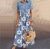 European-American Multi-Button Distressed Denim Dress