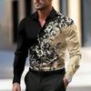 Men S Long Sleeve Button Down Colour Block 3d Printed Casual Shirt