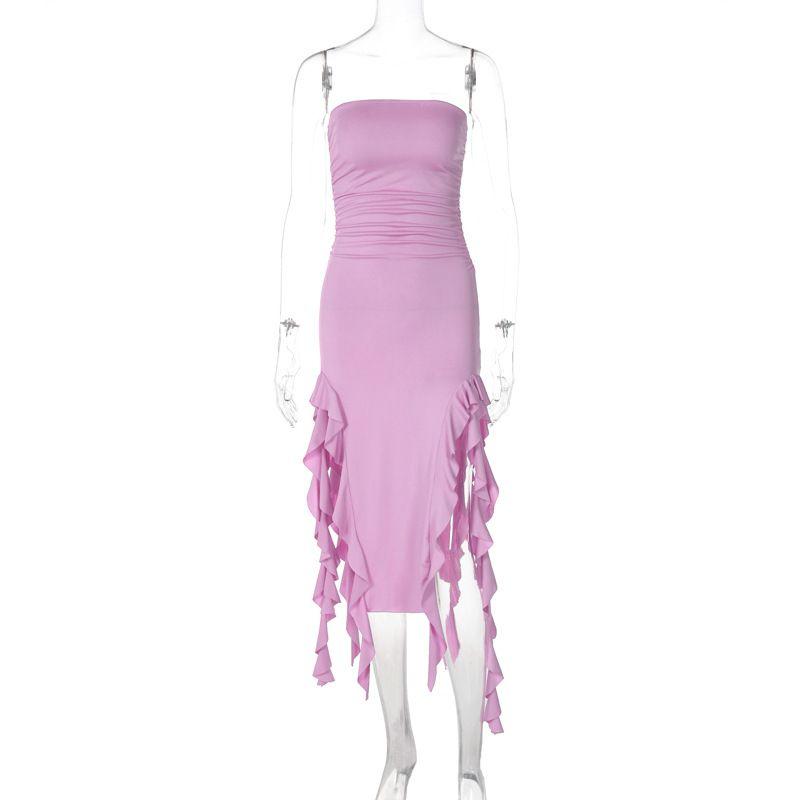Fashion Style Women's Clothing 2024 Summer New Fashion Sexy Stylish Wrapped Chest Irregular Dress