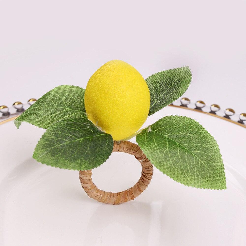 New Simulation Lemon Plant Napkin Ring 1Pcs Fruit Meal Buckle Restaurant Hotel Model Room Napkin Ring Party Supplies