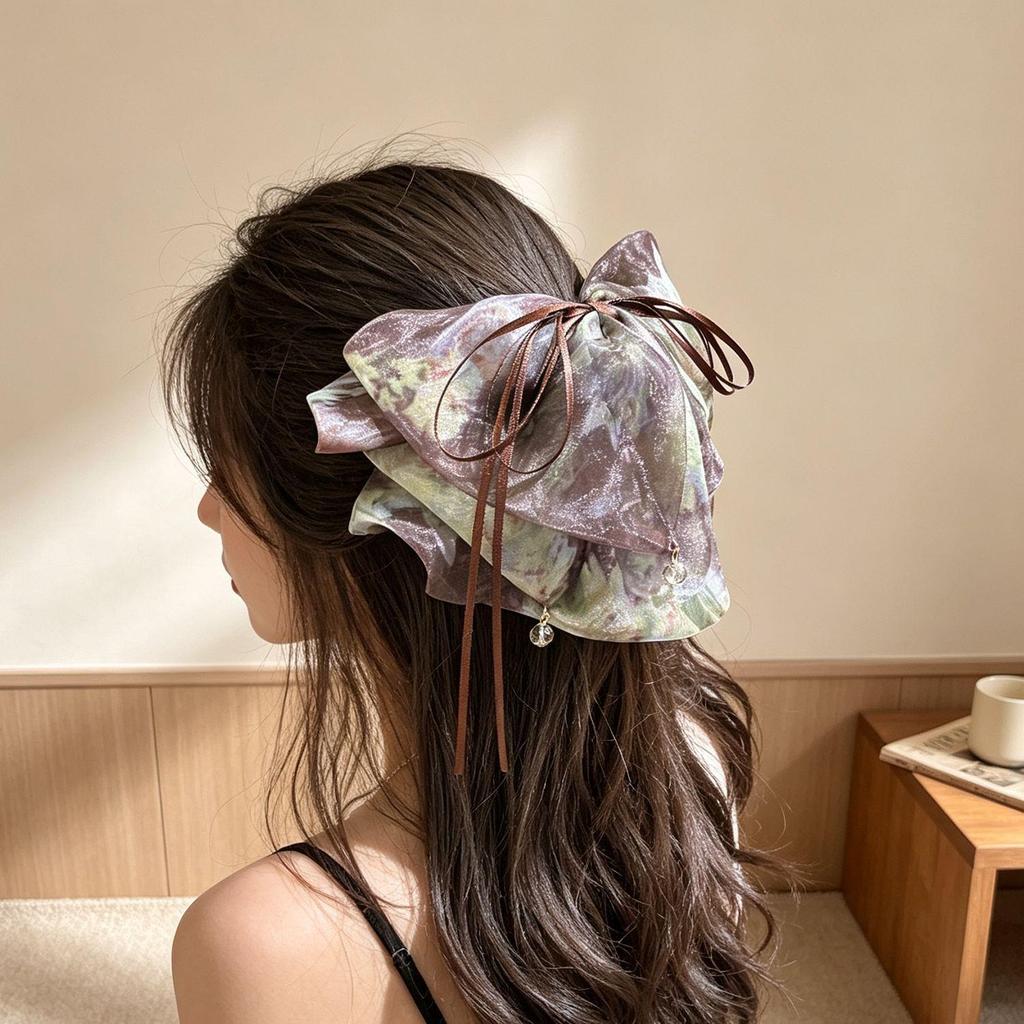 Polka Dot Bow Claw Clip: Elegant Women's Hair Accessory