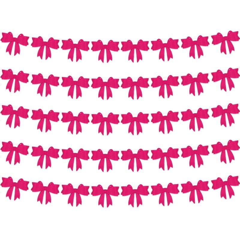 5Sets Colorful Bowknot Bunting Ornament Ceiling Hanging Decoration for Mother's Day Valentine's Day Holiday Decoration