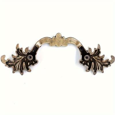 4pcs Vintage Elegant Drawer Pulls, Antique Brass for Cabinets, Closets, Dressers & Bathrooms (Double Hole with Screws)