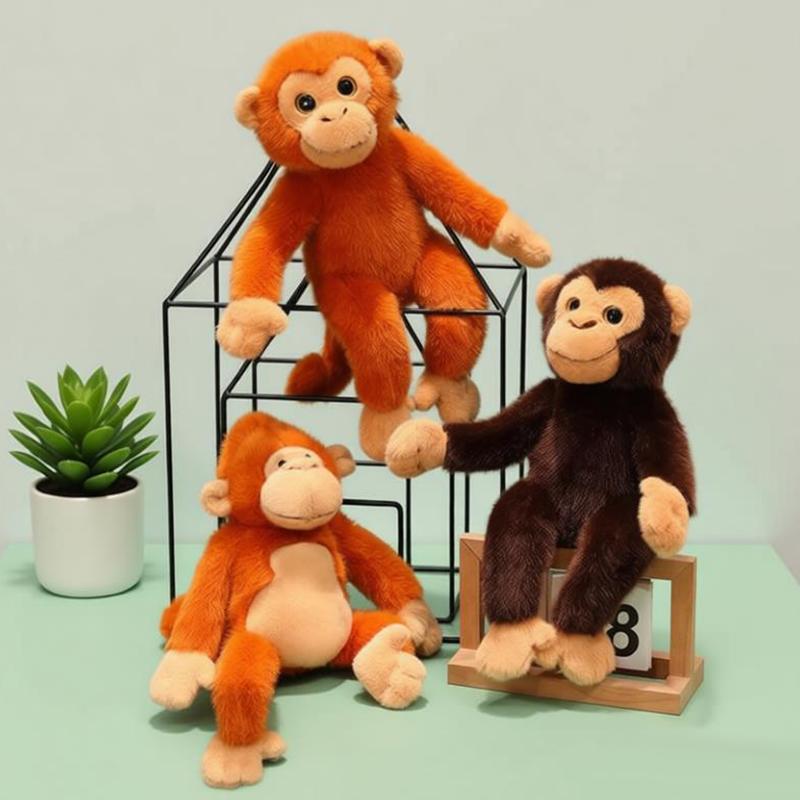 Peluche scimmia dorata carina Scimmia gibbone simulata Peluche Bambola scimmia morbida Decorazione stanza Cuscino cartone animato Regalo di compleanno per bambini
