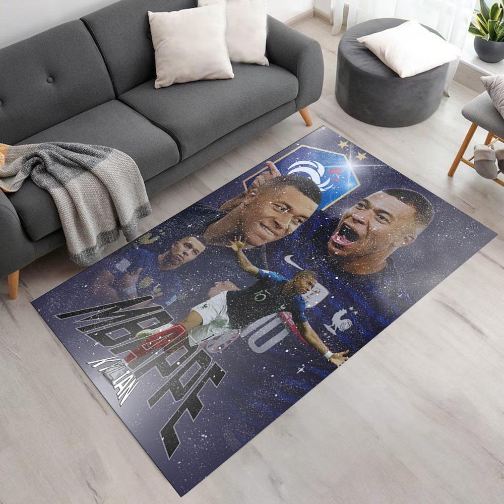 Star Player Kylian Mbappé Floor Mat Design for Dining Room Bedrooms Entryway Hallway Anti-slip Rug Anime Office Decor