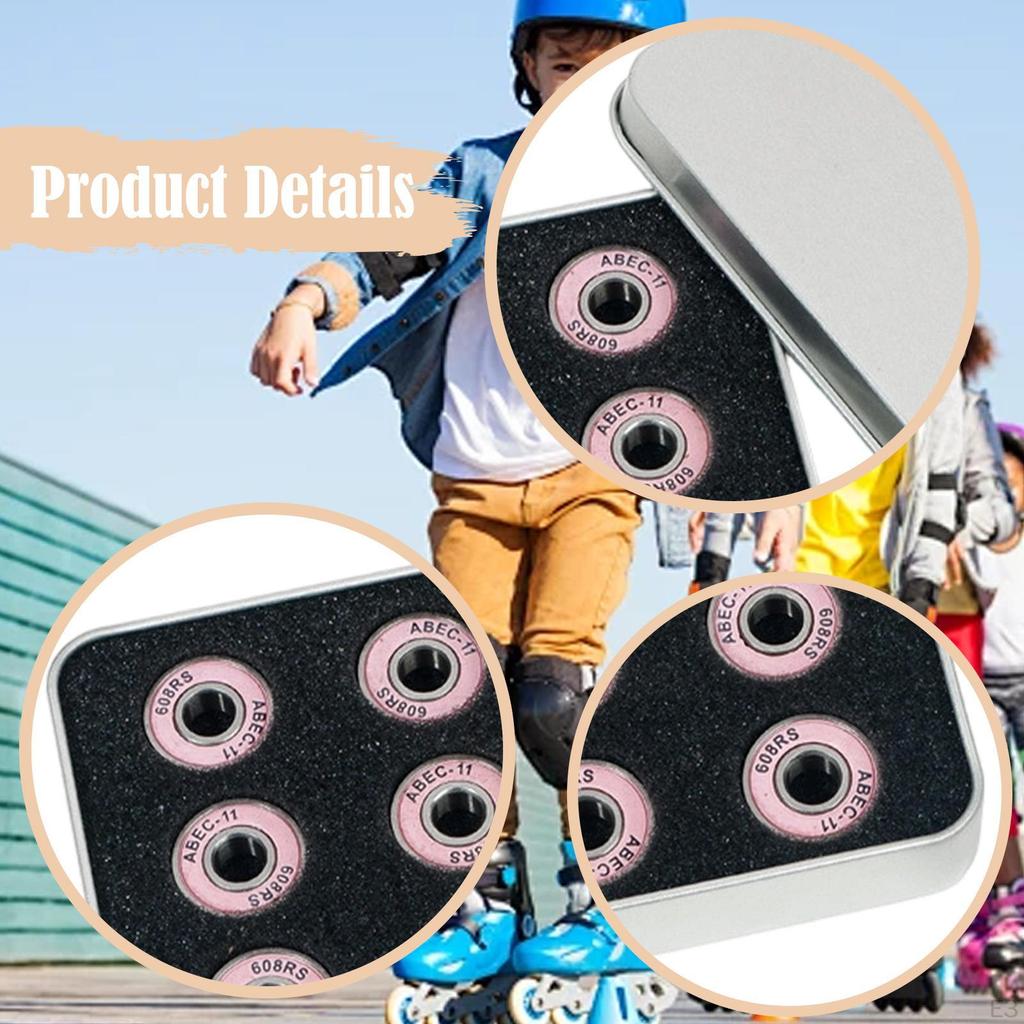 16 Pieces Four Wheeled Roller Skate Bearings High Speed Spares Practical Steel Universal Replace for