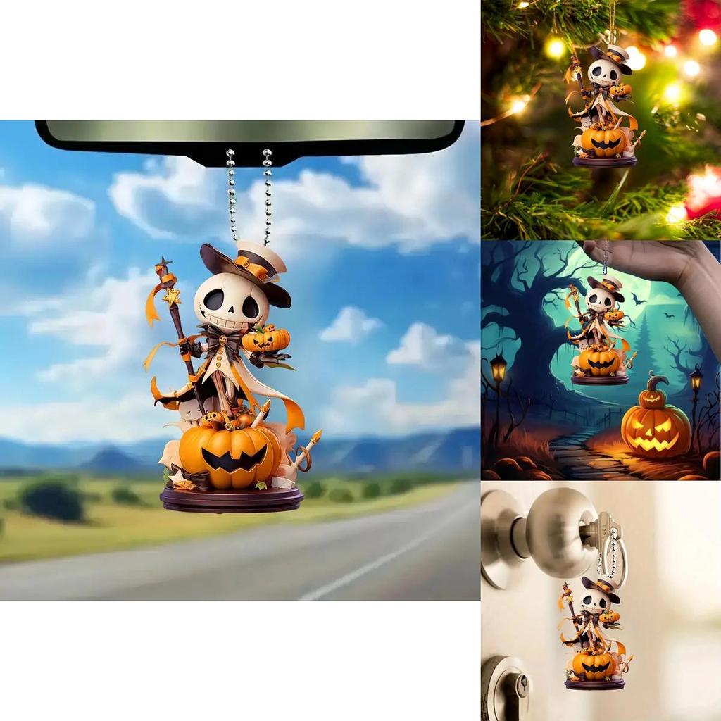Creative Acrylic Halloween Car Mirror Decoration Cute Cartoon Style Pendant Accessory