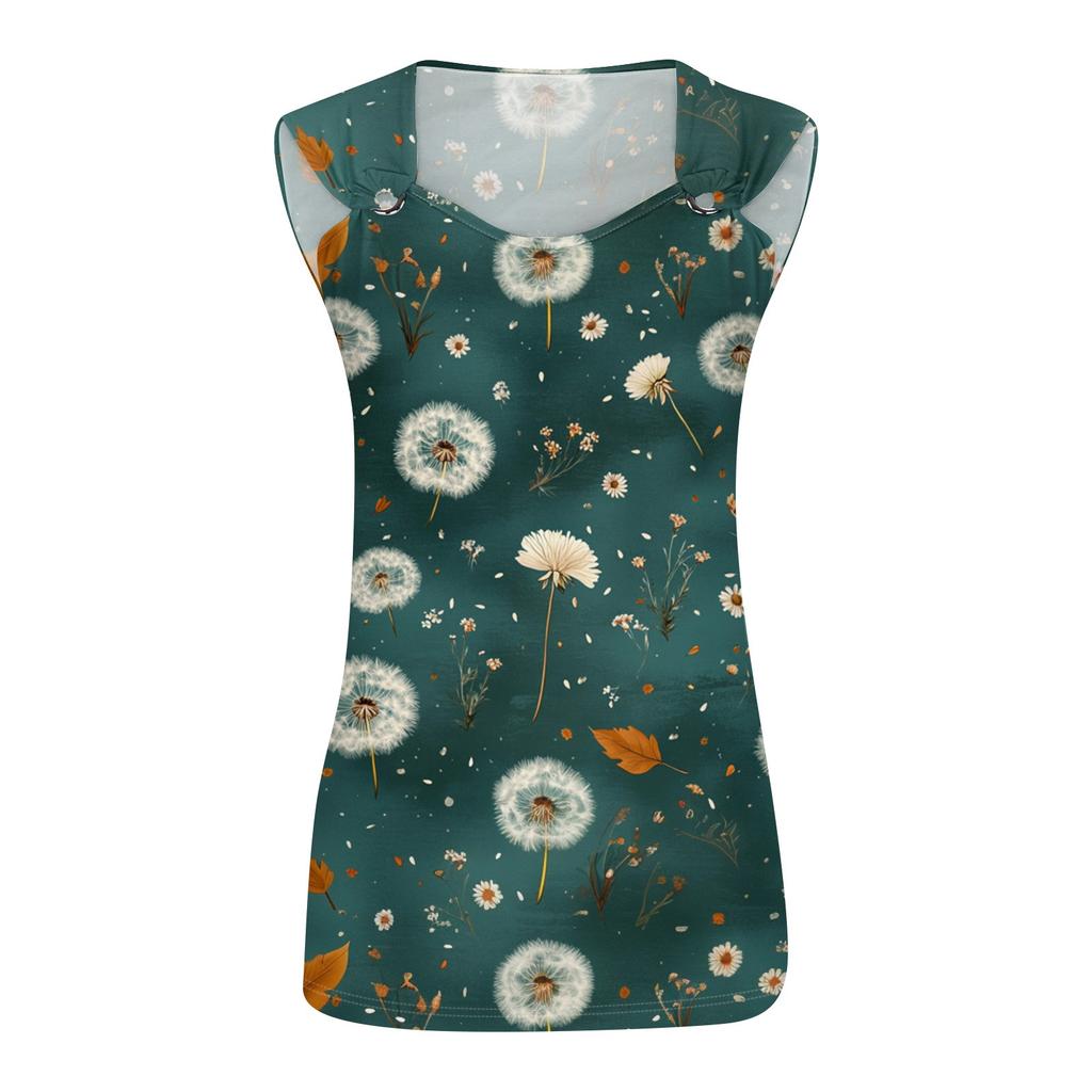 Womens Tank Top V Neck Basic Printed Casual Flowy Sleeveless Deep Side Cut Tops For Women