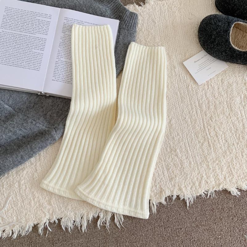 Sock Cover Women's Fall/winter Vertical Stripe Small Round Toe Basic Pile-up Sock Knitted Woolen Sweater for Warmth and Protection of The Lower Legs