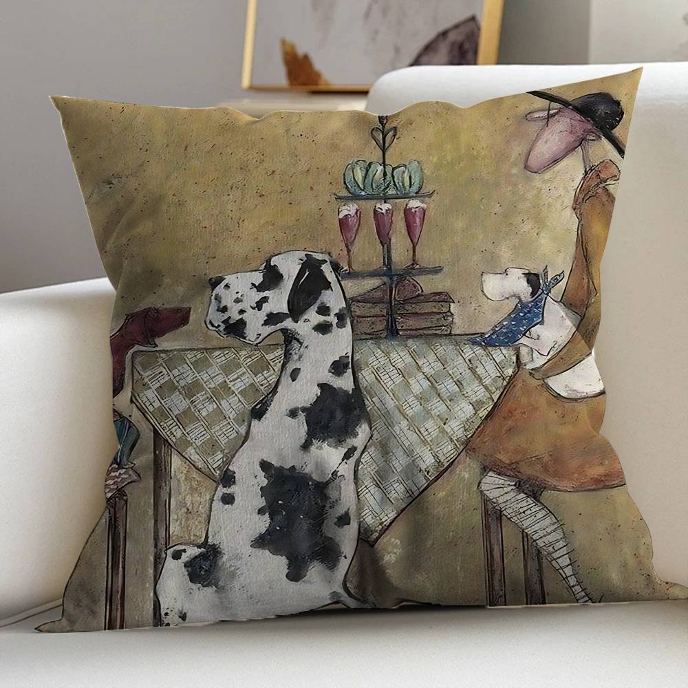 Sam Toft Konst Abstrakt Landskap Kärlek Hundar Kuddfodral Tecknad Gåva Kuddöverdrag Sovrum Hem Soffa Stol Sits Dekor Kuddvar