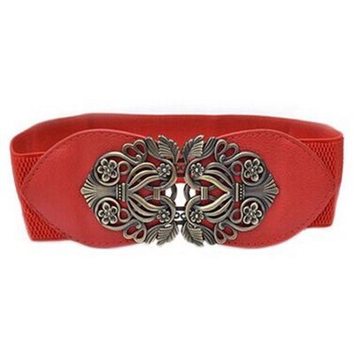 Women Fashion Vintage Wide Elastic Stretch Buckle Waist Belt Waistband RD