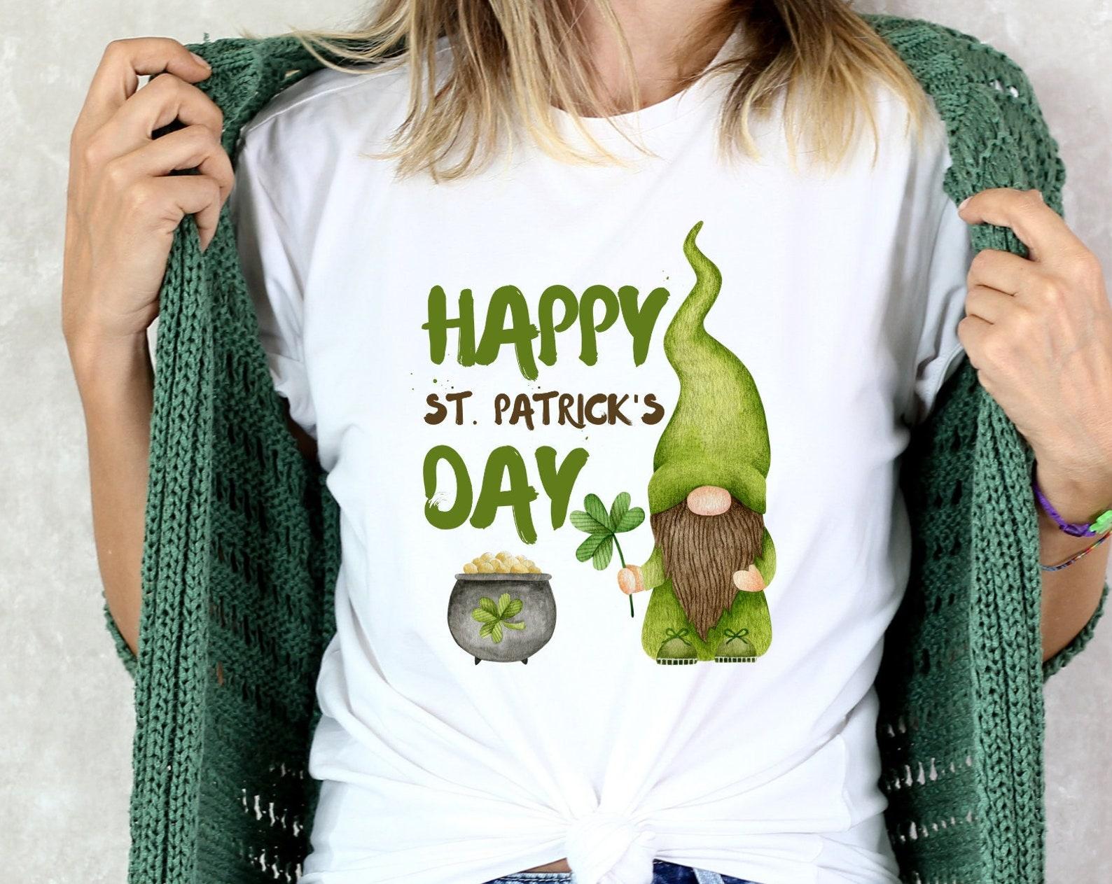 St. Patricks Day Shirt | Gnome Watercolor Shamrock T shirt | Saint Patrick s Day TShirt for Women Men | Gnomies Clover Hand Painted L