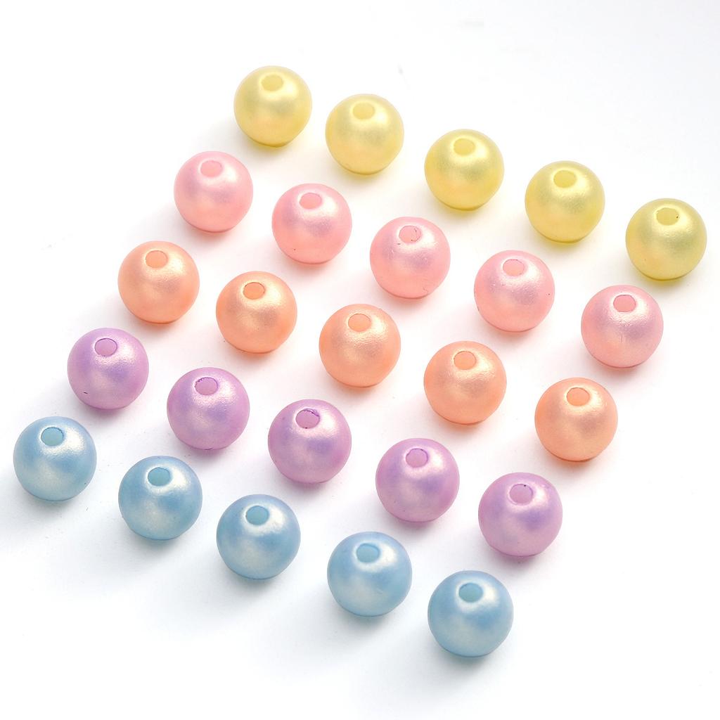 Handmade Beads 8mm Acrylic Dream Color Fantasy Gold Round Beads Handmade DIY Hand String Beads Accessories Bracelet Necklace Jewelry Loose Beads