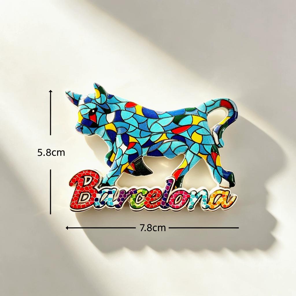Spain Barcelona Cattle Resin Fridge Magnet Stickers Travel Souvenir Gift Landscape Refrigerator Magnet Home Kitchen Decor