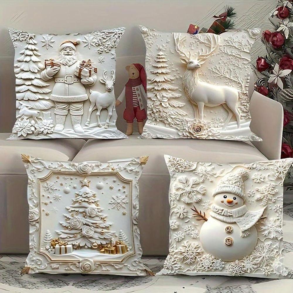 Christmas Day Pillowcase Pillow core protection Polyester Throw Pillow Cover Removable Pillow Case Protector Sofa Decoration