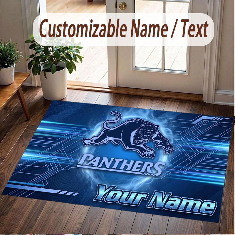 Custom Rug Penrith Panthers Pattern Print Name Text Soft Non‑Slip Floor Carpet for Home Indoor Decoration