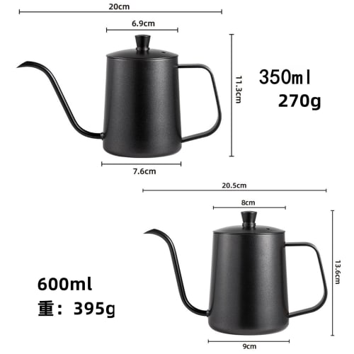 Stainless Steel Coffee Drip Pot with Lid, Heat-Resistant, Suitable for Direct Heat, Not Induction Compatible, Narrow Spout Design with Measuring Measu