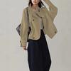 Veste Femme Mode Vintage Coupe-vent Col Haut Crop Top Poche Manteau