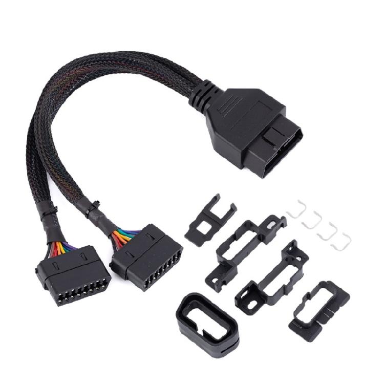 OBDII Extension Splitter Cord Adapter for Car Diagnostic Scanner OBD2 Splitter Cable 1 Male to 2 Female Extension Cable