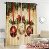2pcs,Curtains Christmas Ornaments Holly Bows (3) Modern Minimalist Curtains Yarn Curtains Room Decor Ldeal for Living Room,