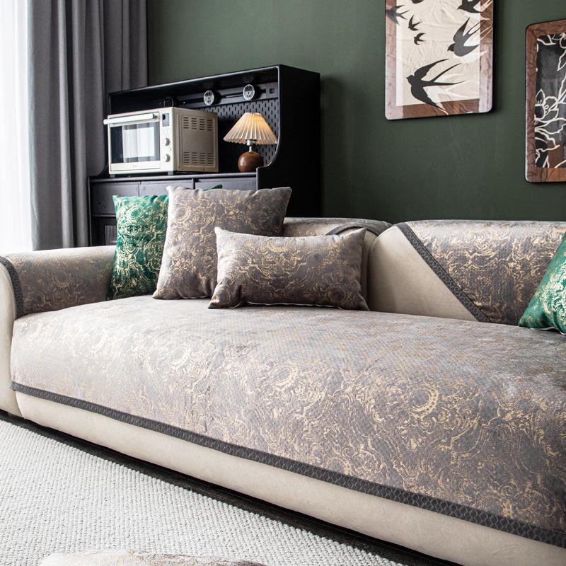 

Бархатный чехол на диван в американском стиле с бронзовым эффектом, водоотталкивающий, накидка на сиденье дивана, всесезонный, для гостиной, противоскользящее диванное полотенце 45x45cm pillowcase серый