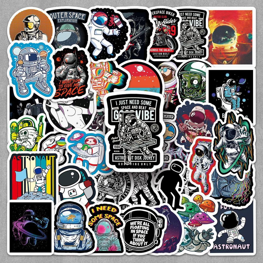 54 Waterproof Cartoon Astronaut Stickers for Laptops, Diaries, Cars, and More