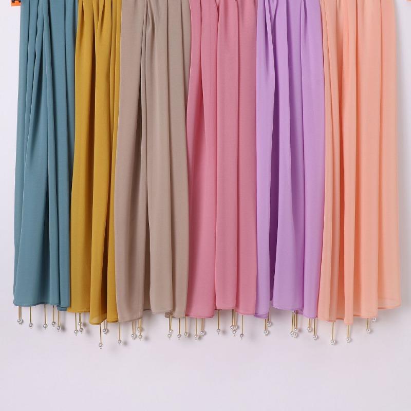 New Handmade Pearl Chiffon Scarf With Copper Tube For Women