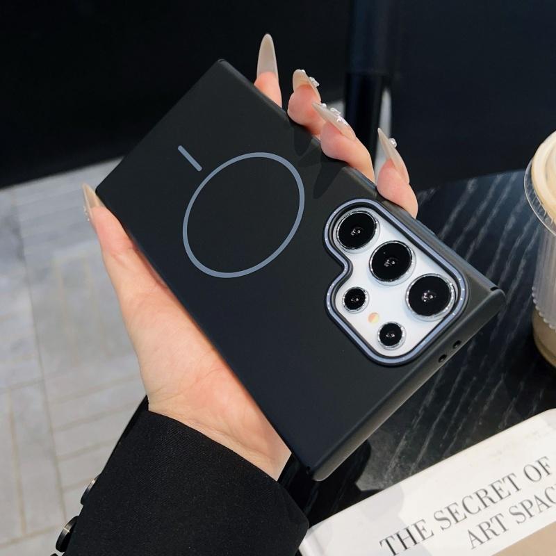 Luxury Slim Matte Magsafe Case for Samsung Galaxy S25 S24 S23 Ultra S22 Plus S21 Note 20 Solid Color Shockproof PC Phone Cover