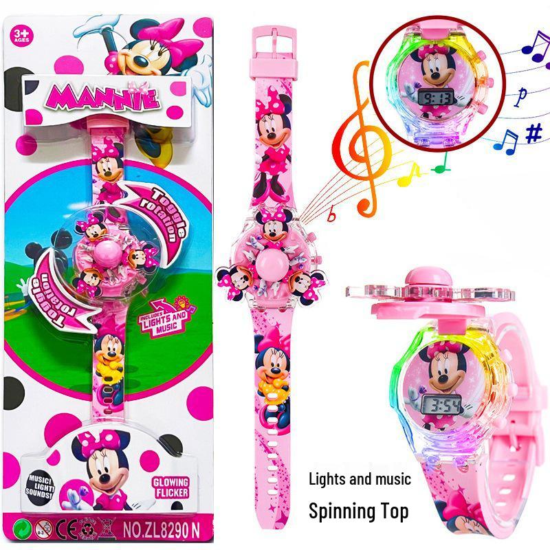 Deluxe Children's Cartoon Music Watch with Colorful Luminous Rotating Gyro - Electronic Toy Gift