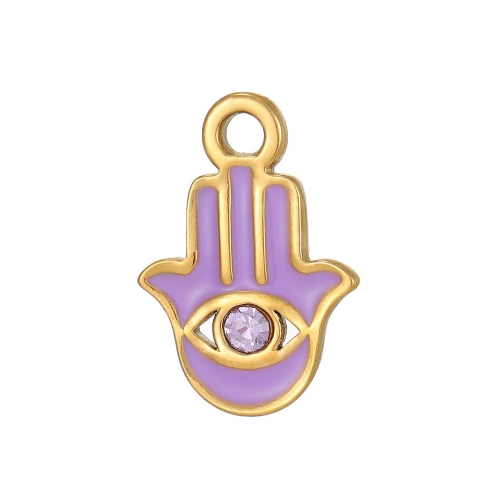 CARLIDANA Pink Blue Enamel Hamsa Hand Charms Gold Plated Charms Religious Muslim Islamic Hand of Fatima Charms DIY Jewelry