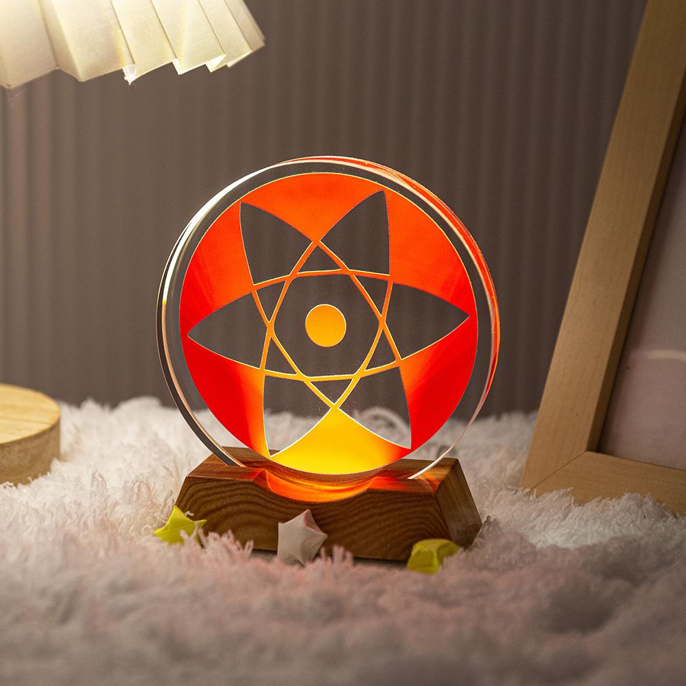 Lumina de noapte LED cu model Ochi de Ninja 8cm Placă de cristal Lampă de birou USB pentru decor dormitor Set cadou