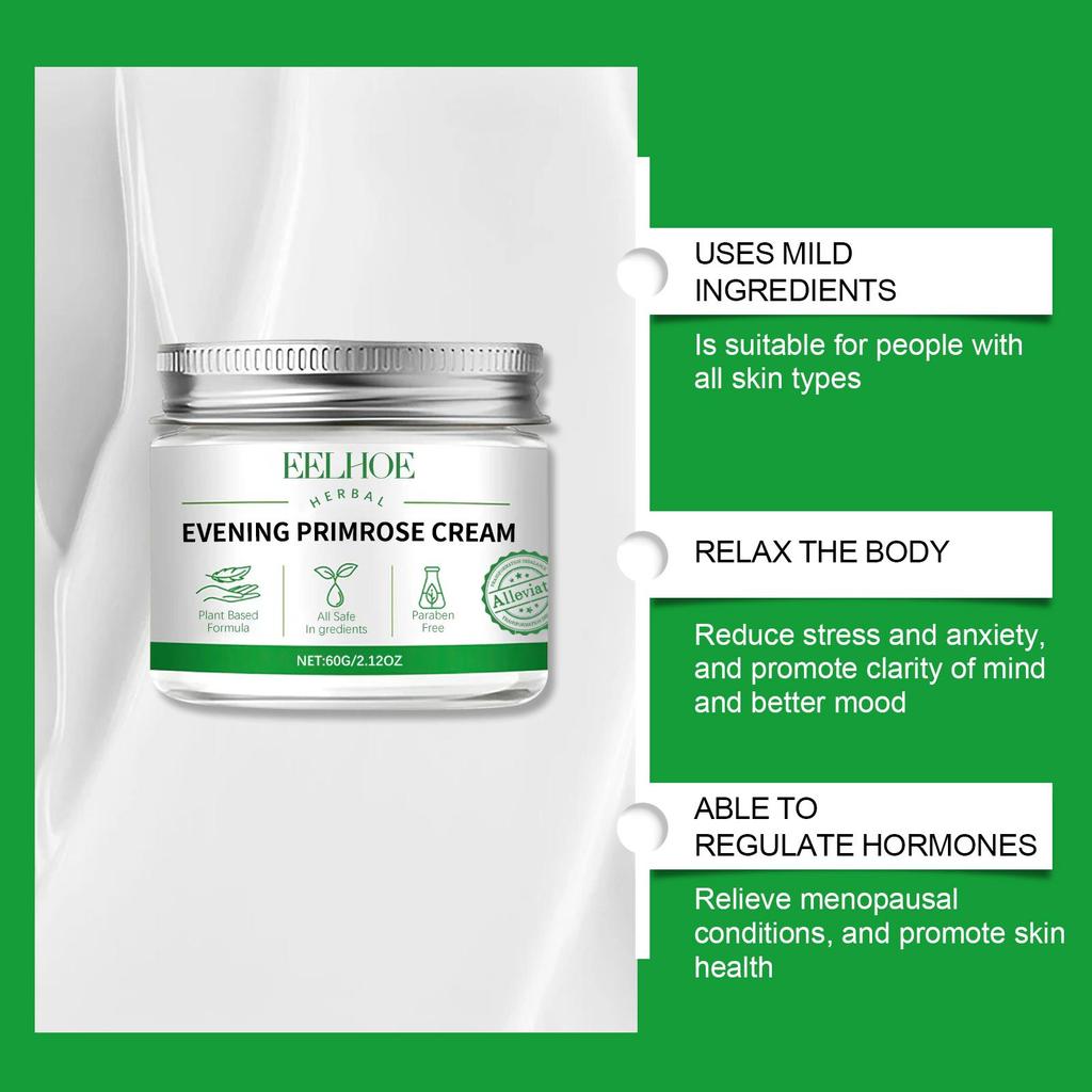 EELHOE Evening Primrose Feminine Hygiene Cream 60g Menstrual Comfort/Menopausal Comfort/Feminine Body Care Cream/Mood Soothing