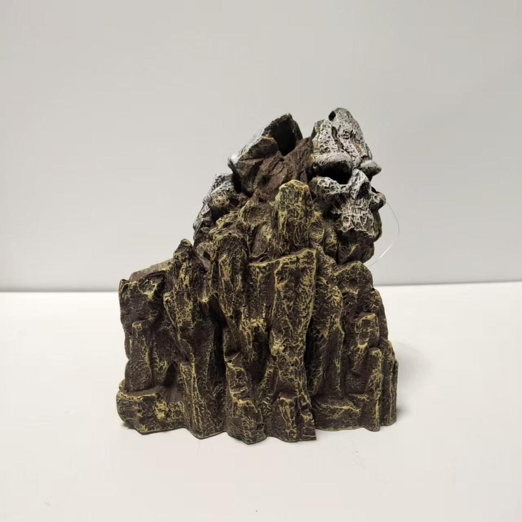 Skull Rockery Fish Tank Ornament: Creative Stone Cave for Fish and Shrimp Hideaway
