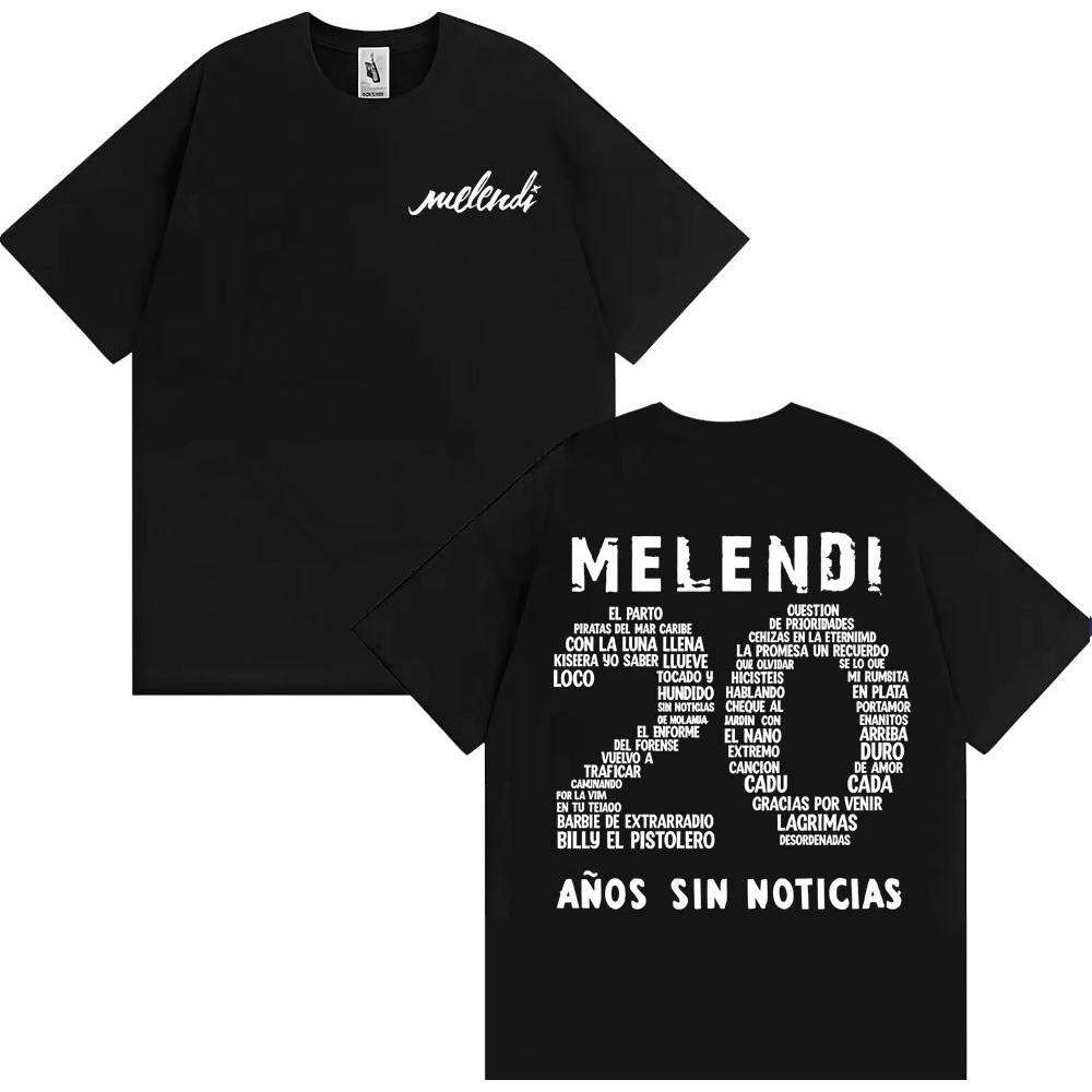 Рэпер Melendi 20 Лет Без Новостей Мерч Мужская и Женская Мода Хлопковая Повседневная Футболка XS чёрный
