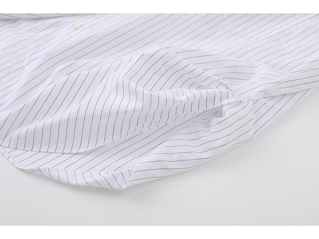 In Stock: 2026 Spring Fashionable Versatile Bud Sleeves Cotton Striped Shirt Top for Women