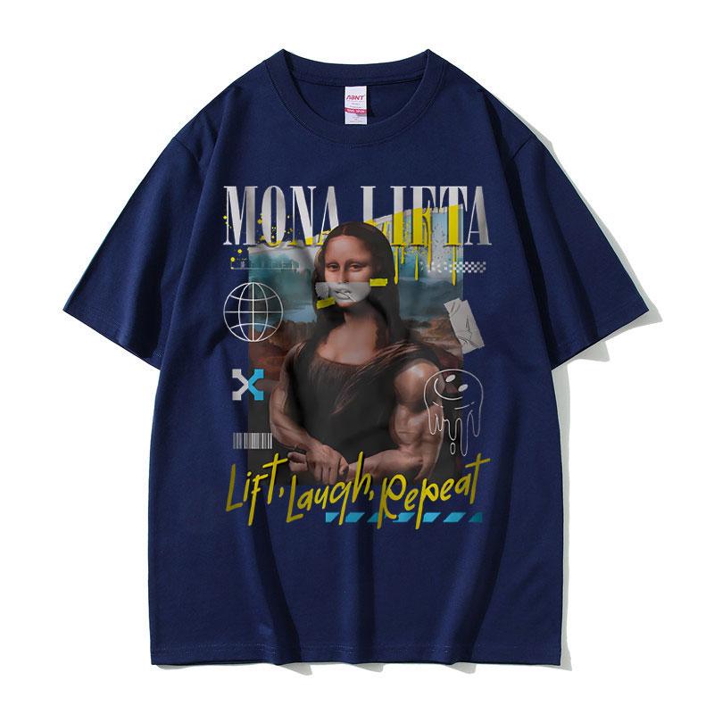Funny Mona Lifta Oversized Pump Cover Meme Graphic Tshirt Men Women Vintage Gym Fitness Tshirt Summer Male Soft Cotton T Shirts S