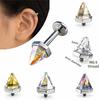 Stainless Steel Flat Back Stud Crystal Cone Cartilage Earring Gifts Piercing Stud  Ear Piercing