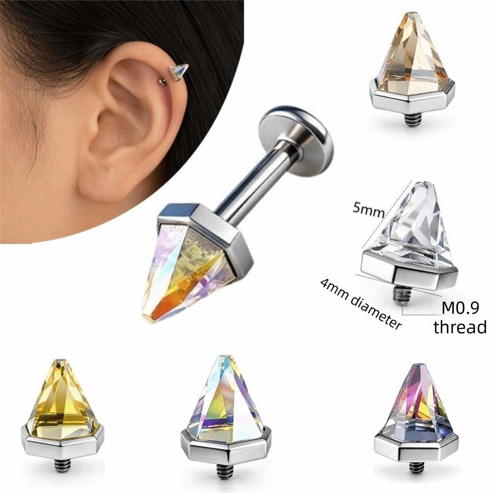Stainless Steel Flat Back Stud Crystal Cone Cartilage Earring Gifts Piercing Stud  Ear Piercing