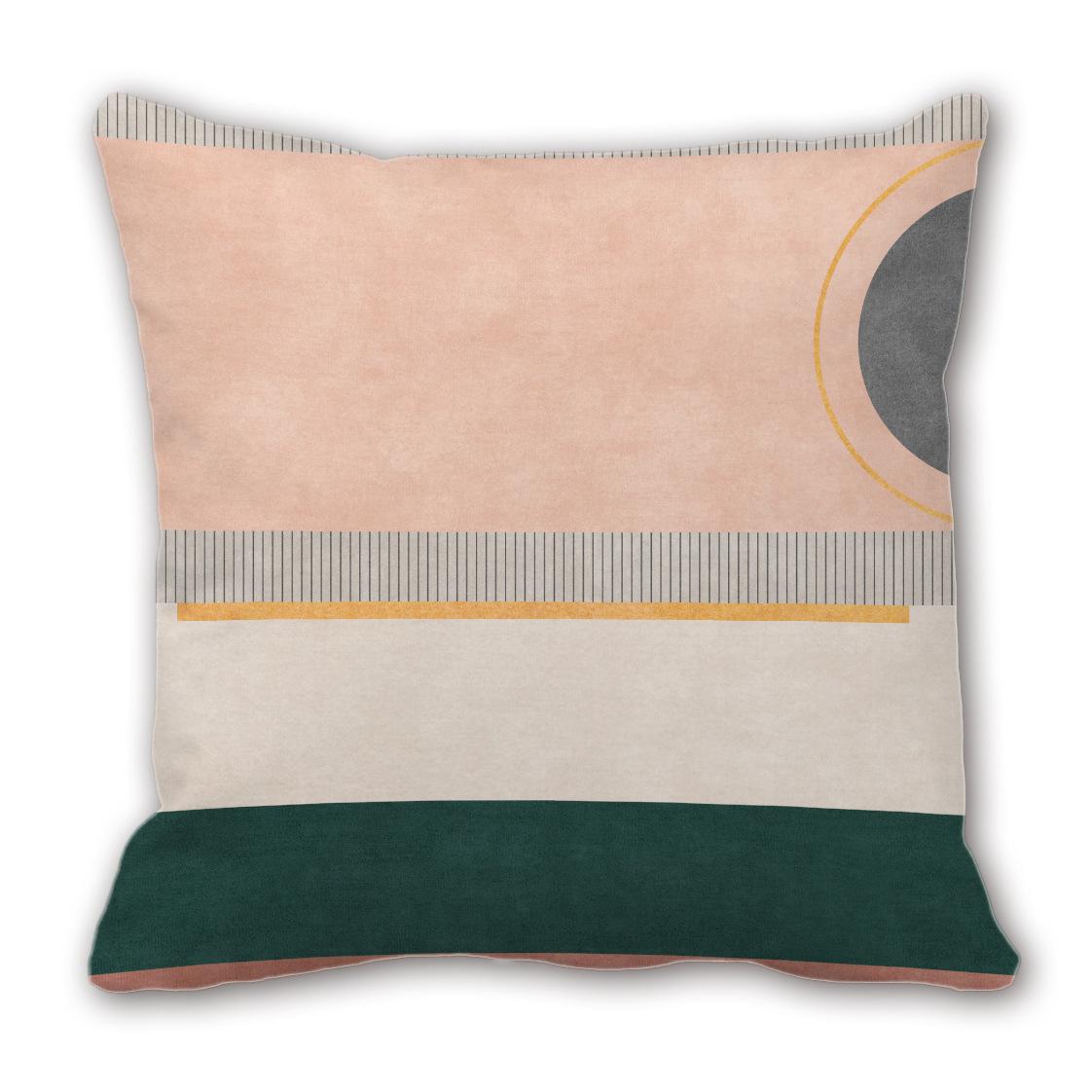 

Geometric Splicing Color Blocks Modern Simple Pillow Digital Printed Plush Pillow Case Sofa Pillow Premium Durable 45Cm